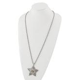 1928 Jewelry Large Silver-tone Textured Hematite Epoxy Faceted Stone Center Star 32 inch Necklace